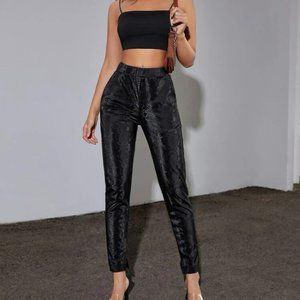 Snake skin black pants, size S